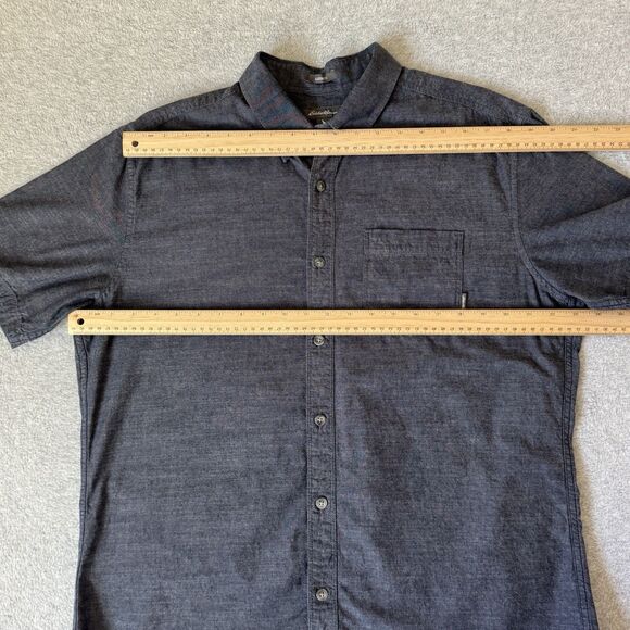 Eddie Bauer Short Sleeve Button Up Shirt Mens Large Blue 100% Cotton Woven - Picture 4 of 6